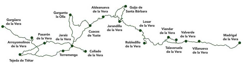 Mapa de la comarca de la Vera